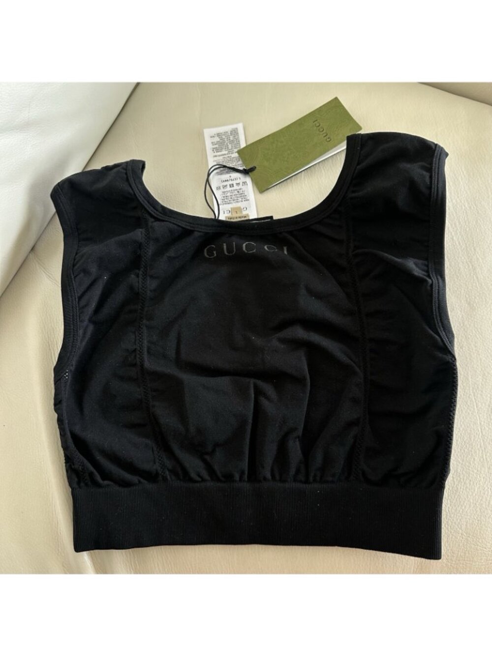 NWT GUCCI - Jersey Top Black Logo Sz L 100% Authentic - Picture 7 of 7
